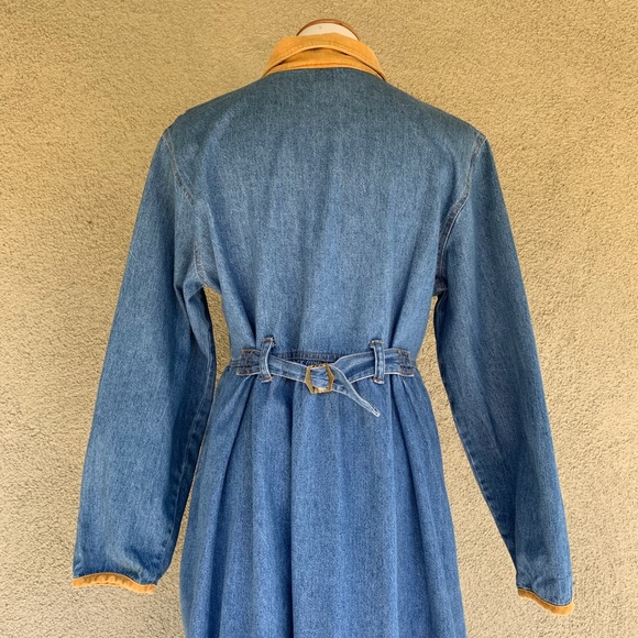 “Studio Ease” Denim Dress Corduroy Collar Modest - Picture 6 of 8